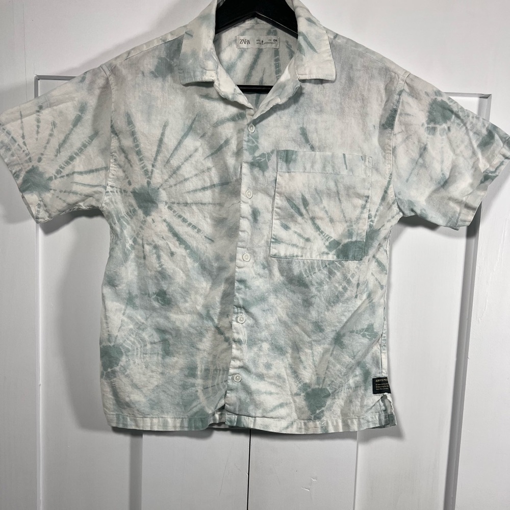 ZARA Boys Tie Dye Button Up Shirt | Short Sleeve | Size 9